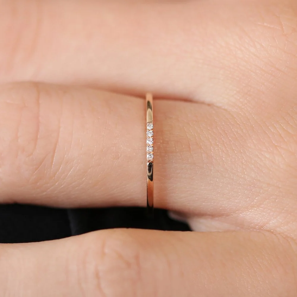 14K Gold 5 Stone Pave Diamond Band - Image 2