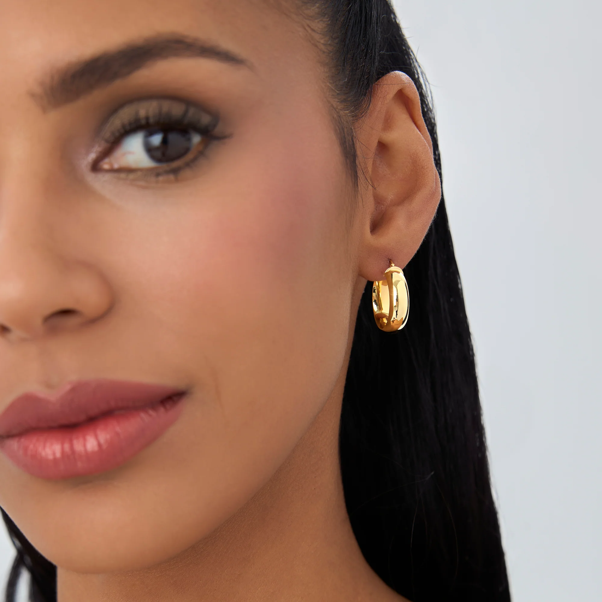 14k Gold 6MM Wide Hoops - Image 2
