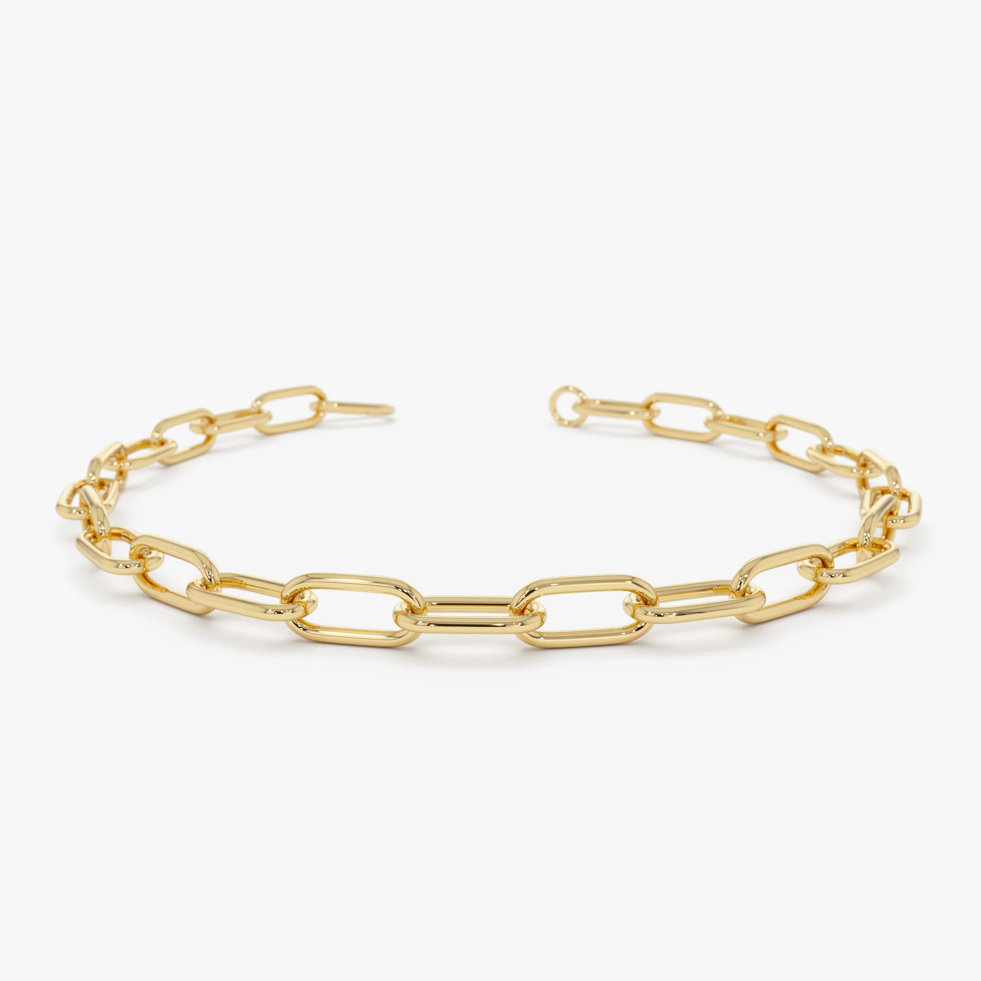 14K Gold 8MM Paperclip Chain Bracelet