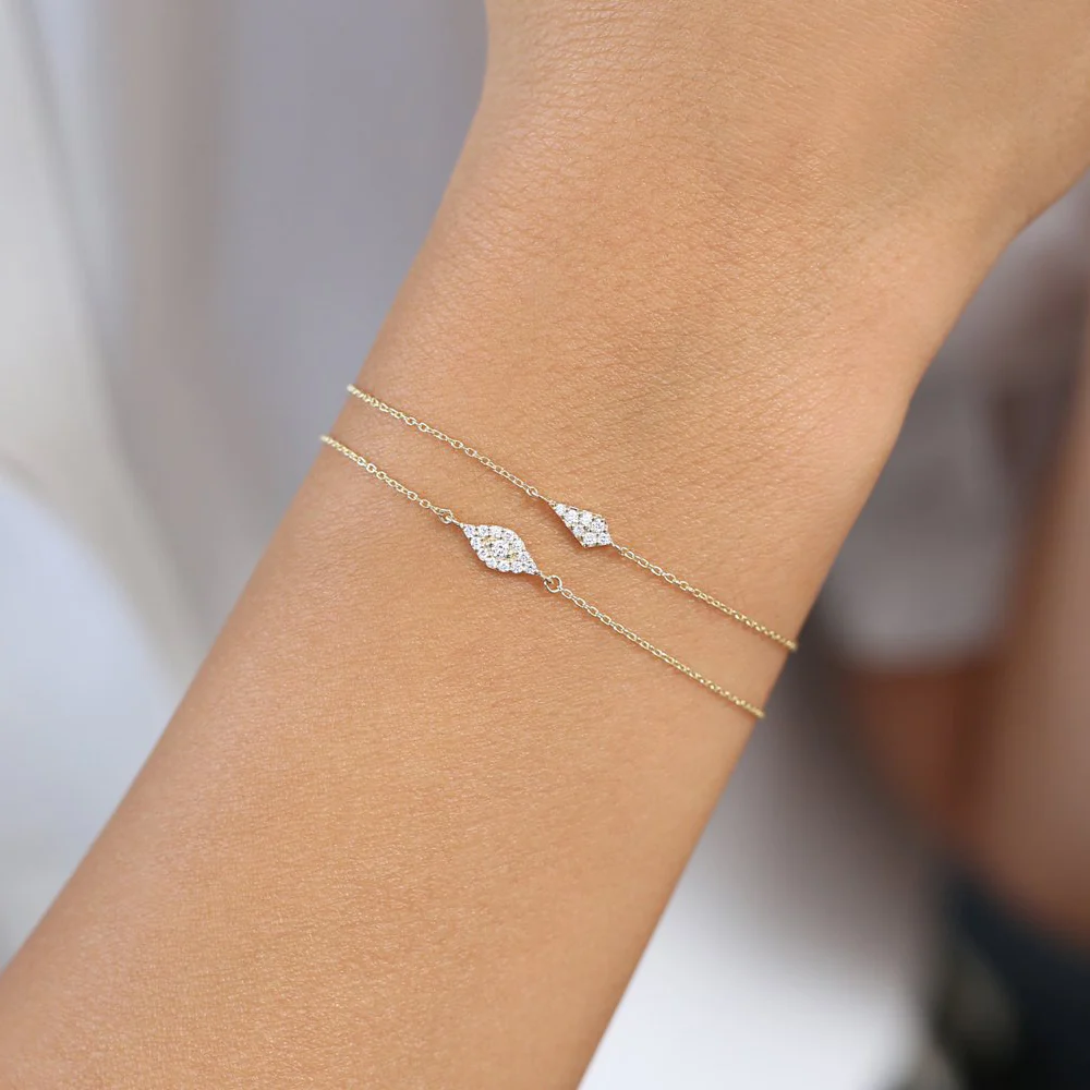 14k Gold All Diamond Evil Eye Bracelet - Image 4