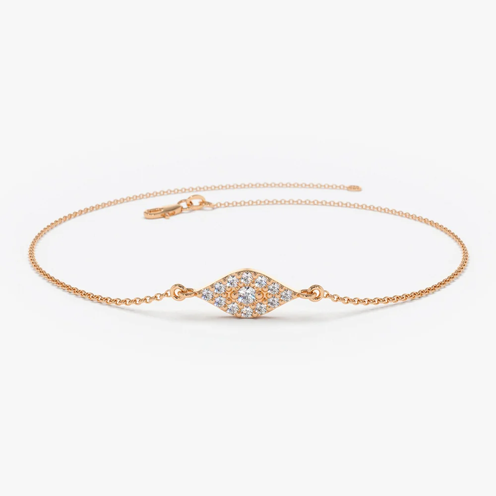 14k Gold All Diamond Evil Eye Bracelet - Image 6