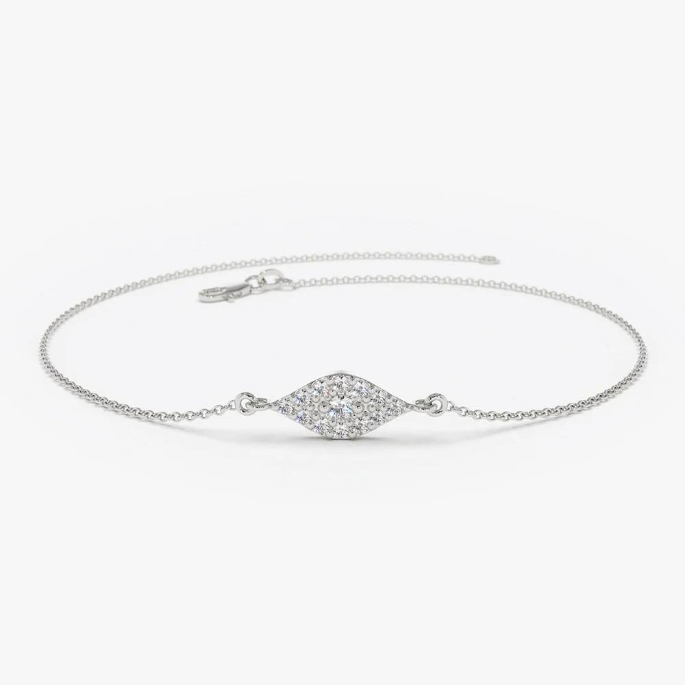 14k Gold All Diamond Evil Eye Bracelet - Image 7