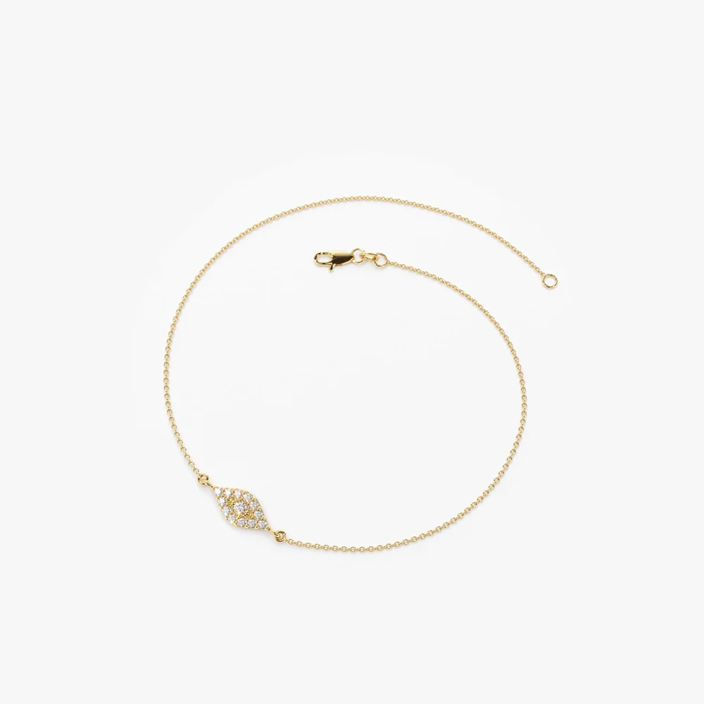 14k Gold All Diamond Evil Eye Bracelet - Image 8