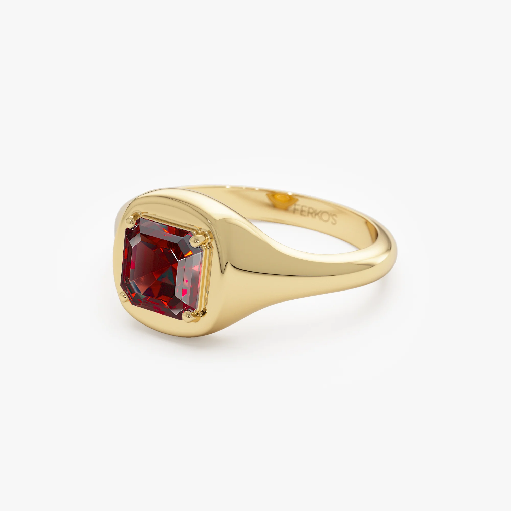 14K Asscher Cut Garnet Signet Ring - Image 7