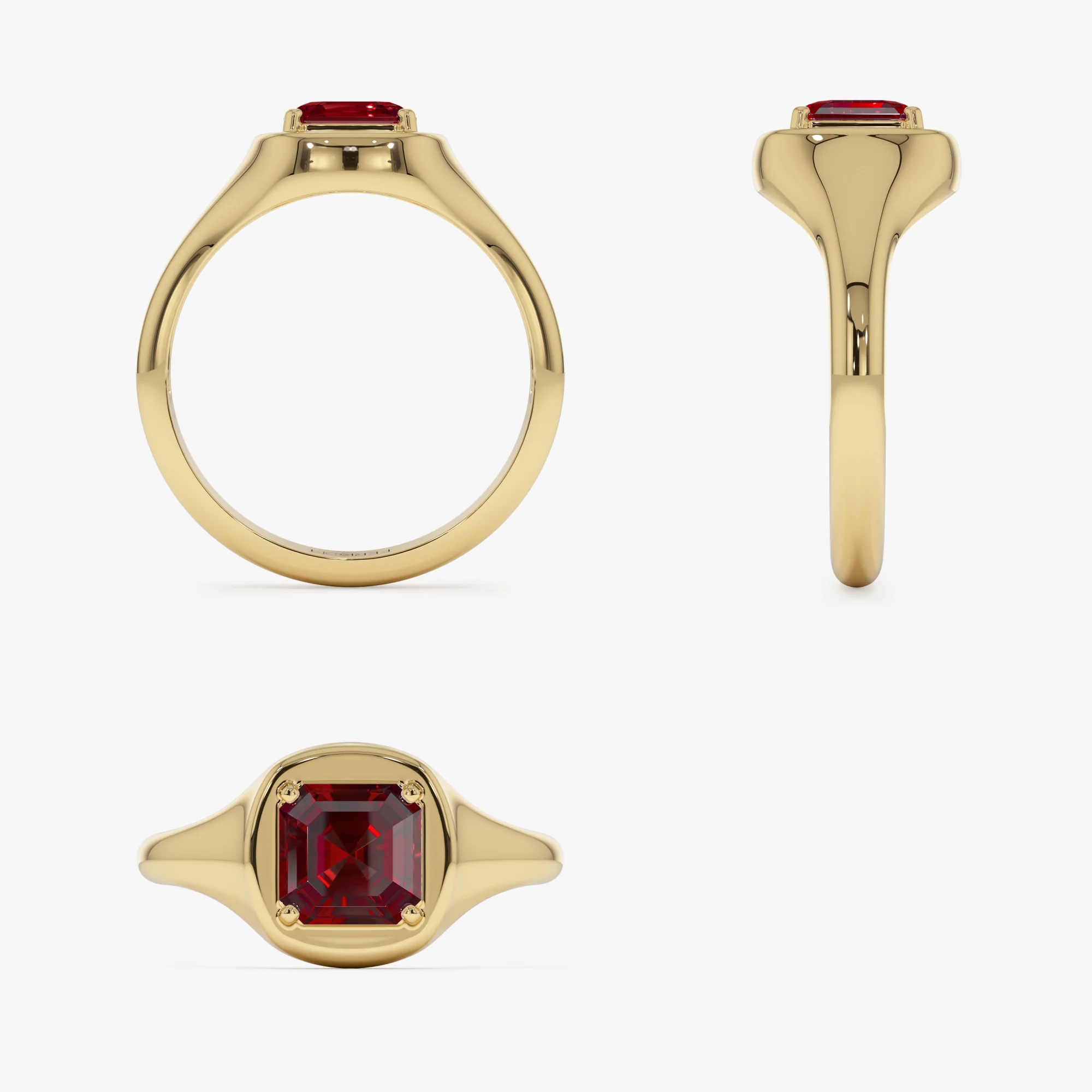 14K Asscher Cut Garnet Signet Ring - Image 8