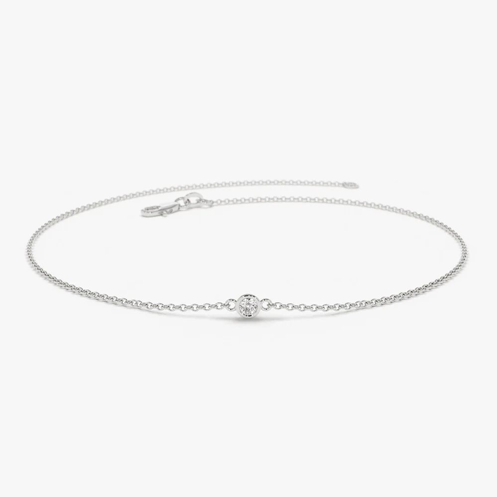 14k Gold Bezel Setting Diamond Solitaire Bracelet 0.05ctw - Image 12