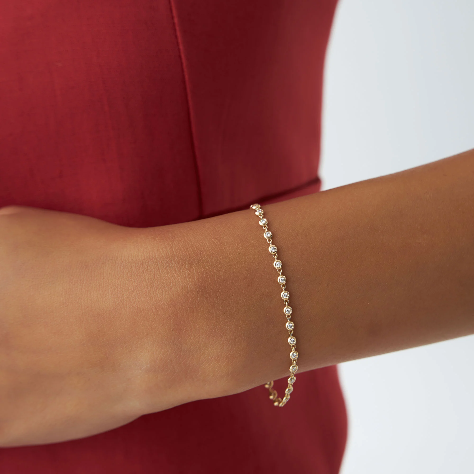 14K Gold Bezel Setting Diamond Tennis Bracelet - Image 5