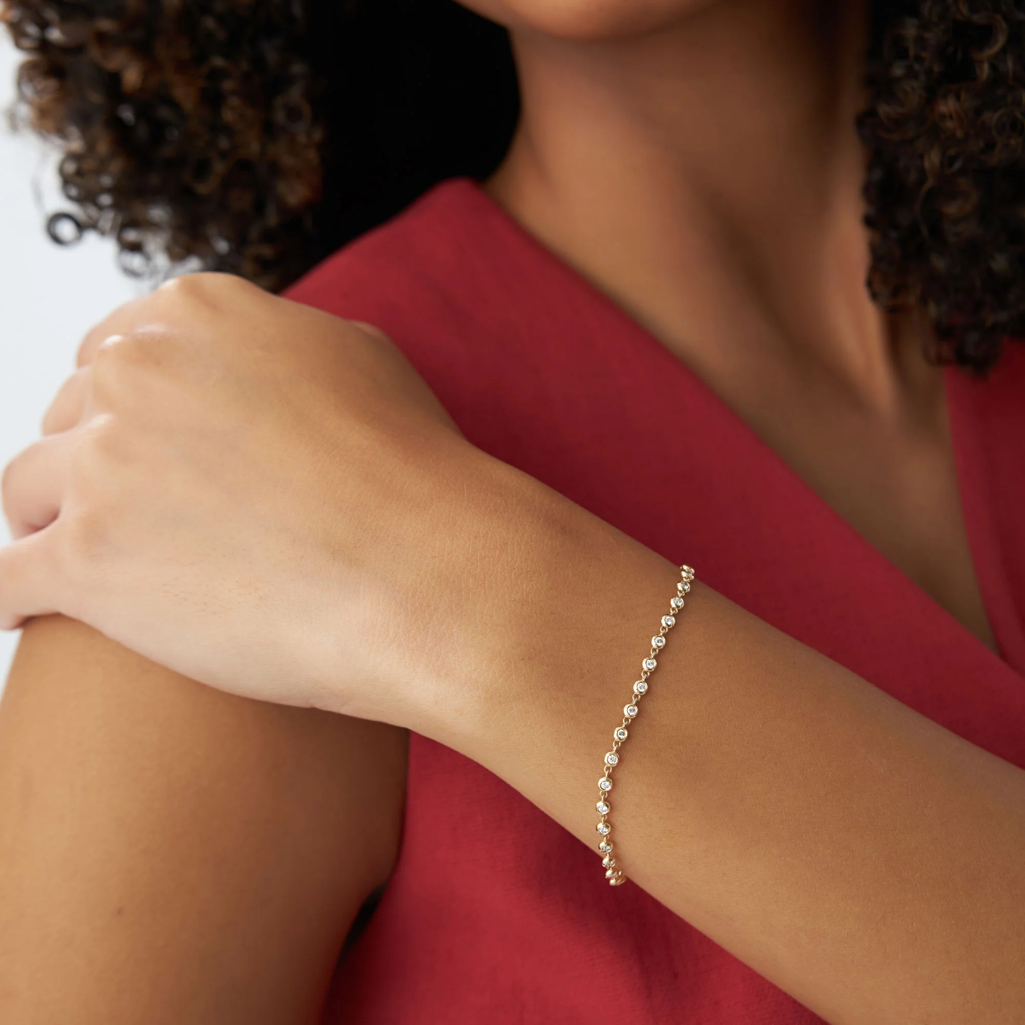 14K Gold Bezel Setting Diamond Tennis Bracelet - Image 6