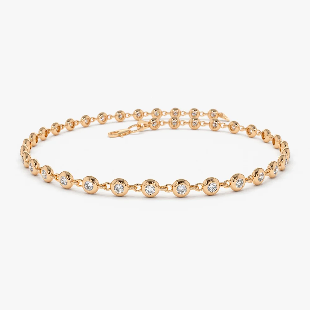 14K Gold Bezel Setting Diamond Tennis Bracelet - Image 8