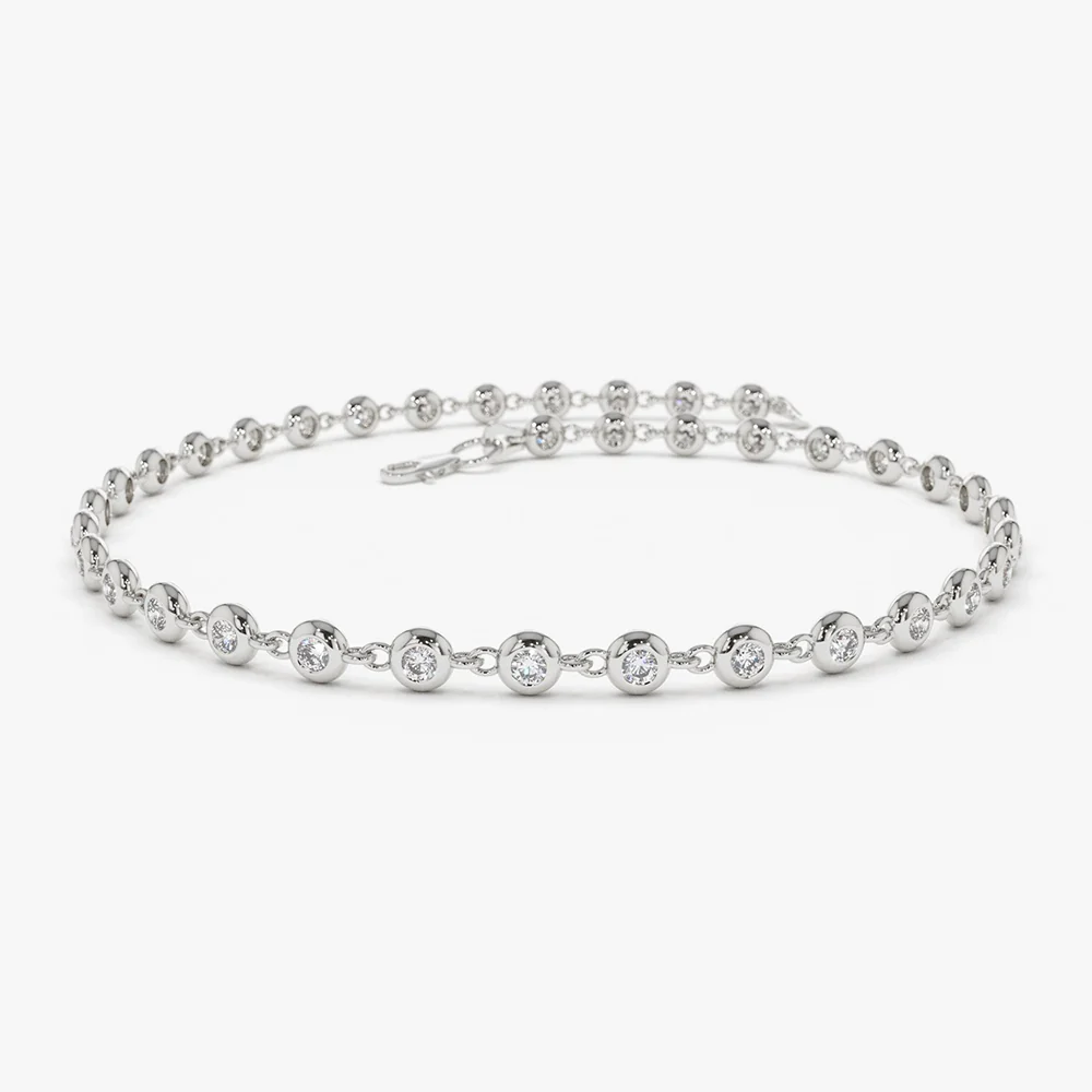 14K Gold Bezel Setting Diamond Tennis Bracelet - Image 9