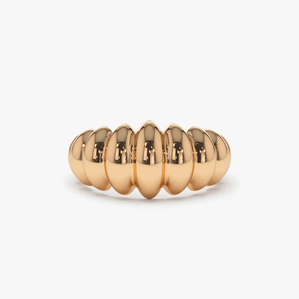 14k Gold Bold Dome Croissant Ring - Image 5