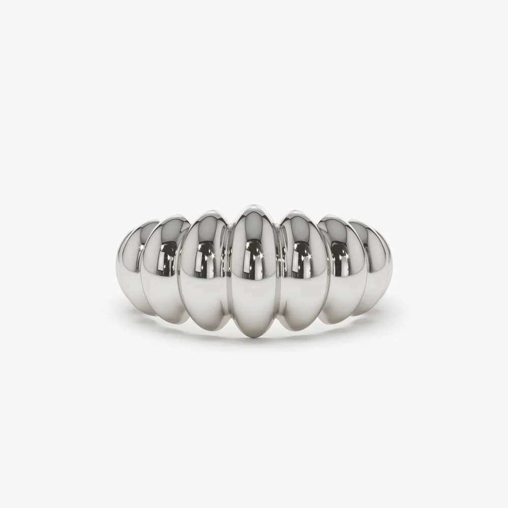 14k Gold Bold Dome Croissant Ring - Image 6