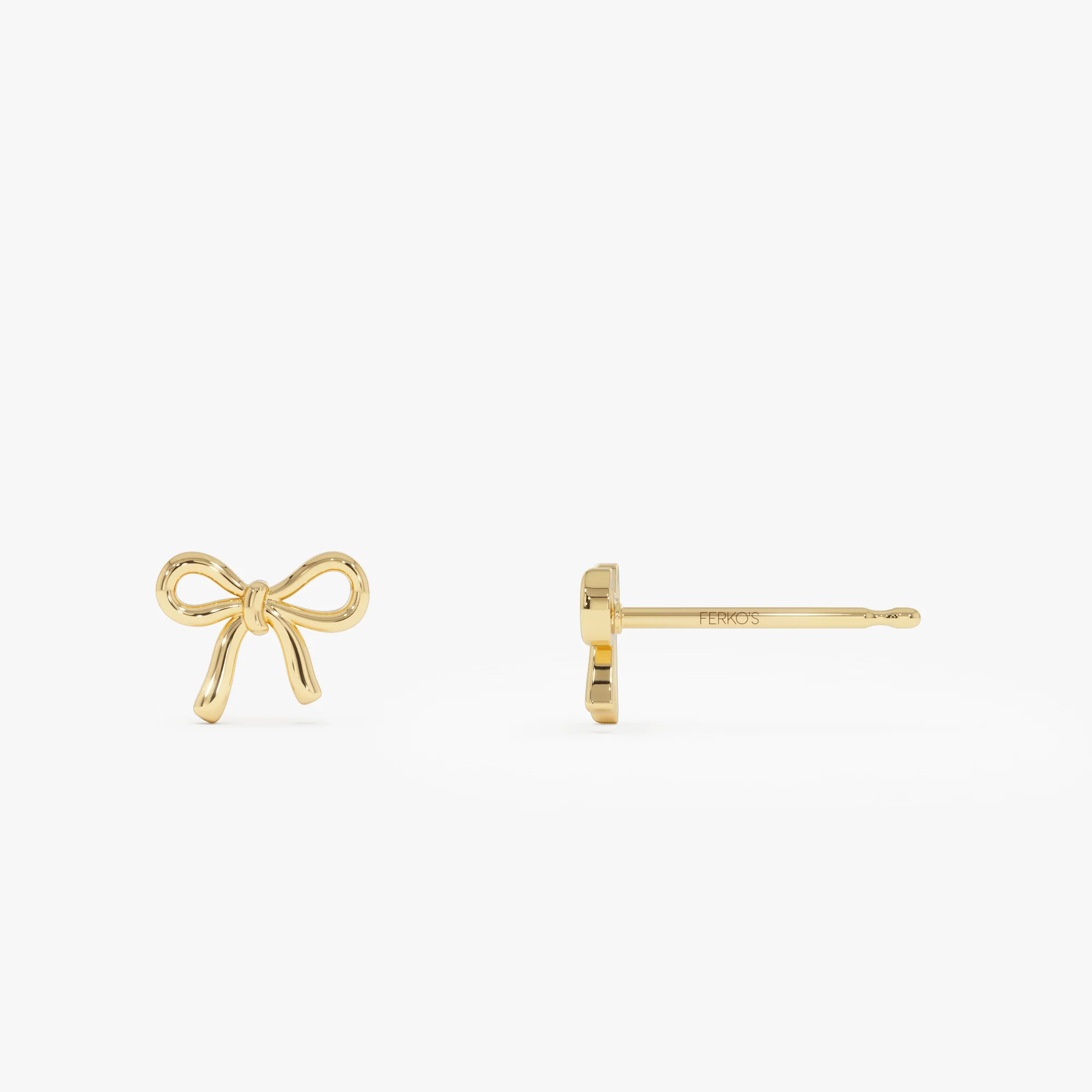 14k Gold Bow Stud Earrings - Image 8