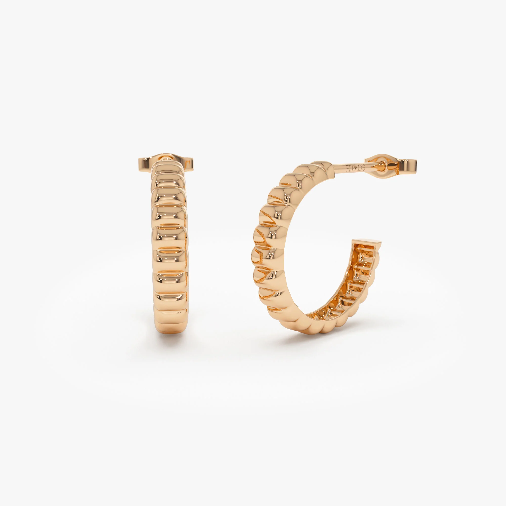 14k Gold Bubble C Hoop Earrings - Image 6
