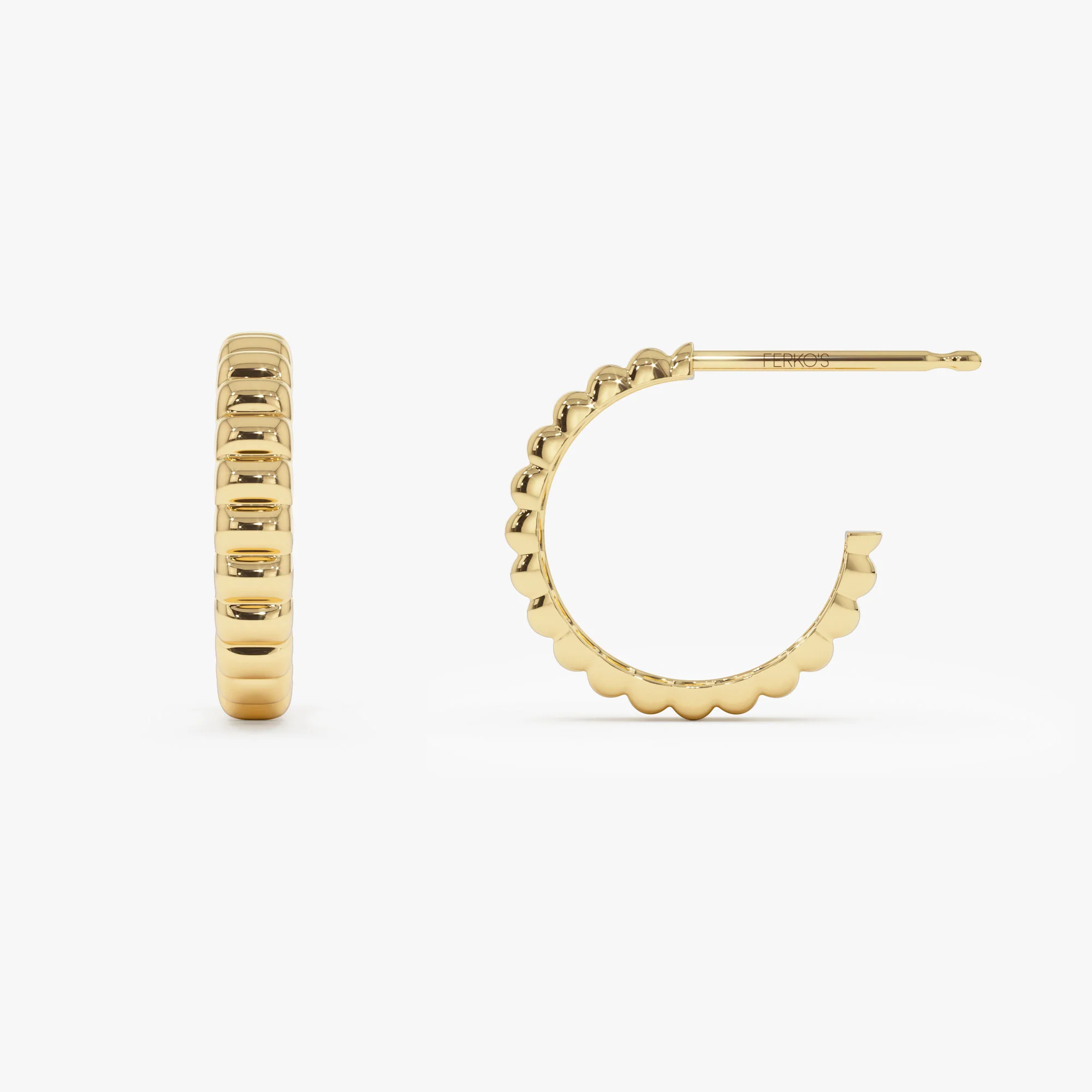 14k Gold Bubble C Hoop Earrings - Image 8