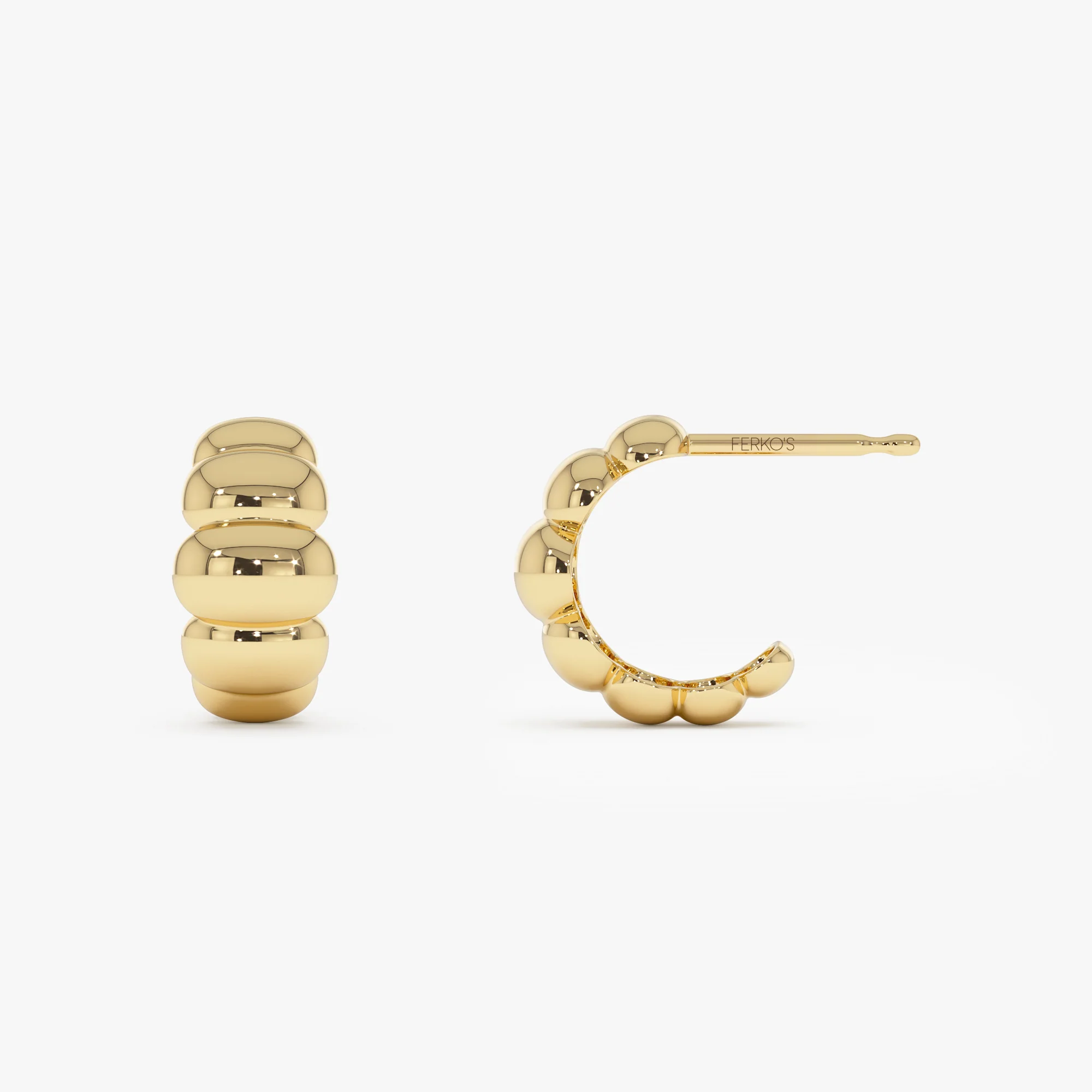 14k Gold Chuncky Bubble Hoop Earrings - Image 7
