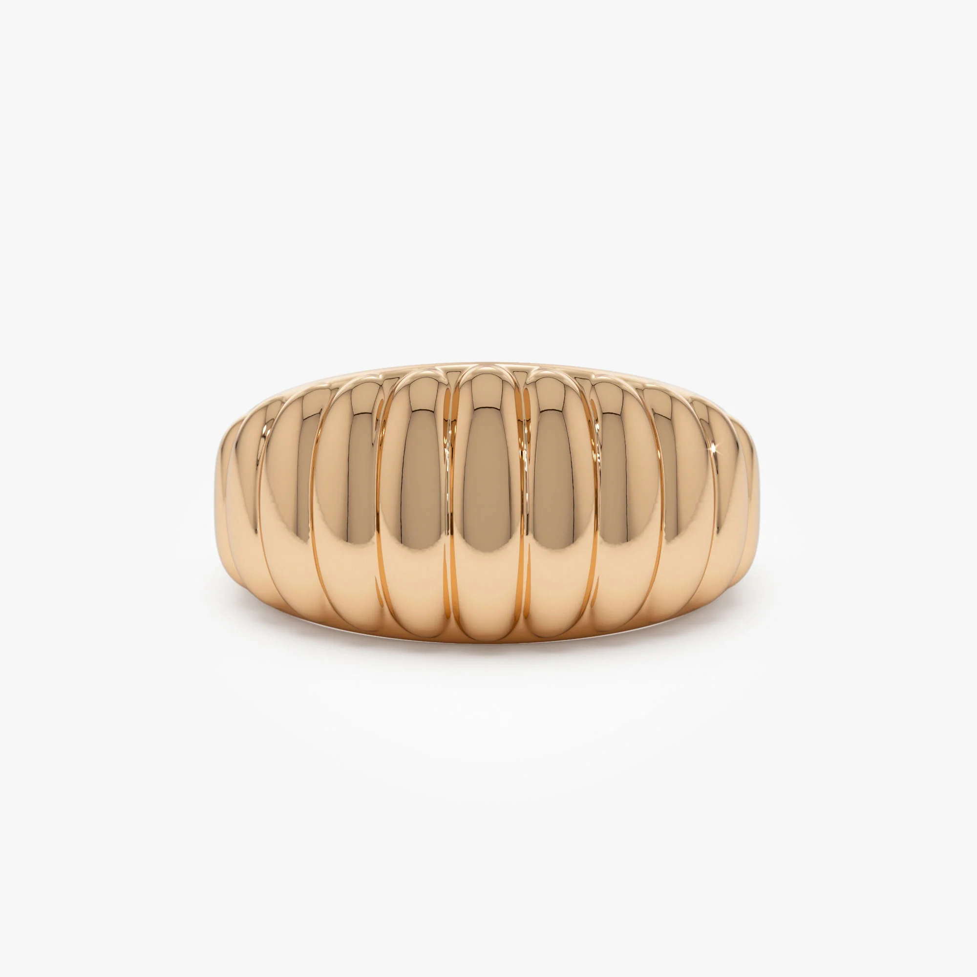 14k Gold Chunky Ribbed Statement Ring - Image 6