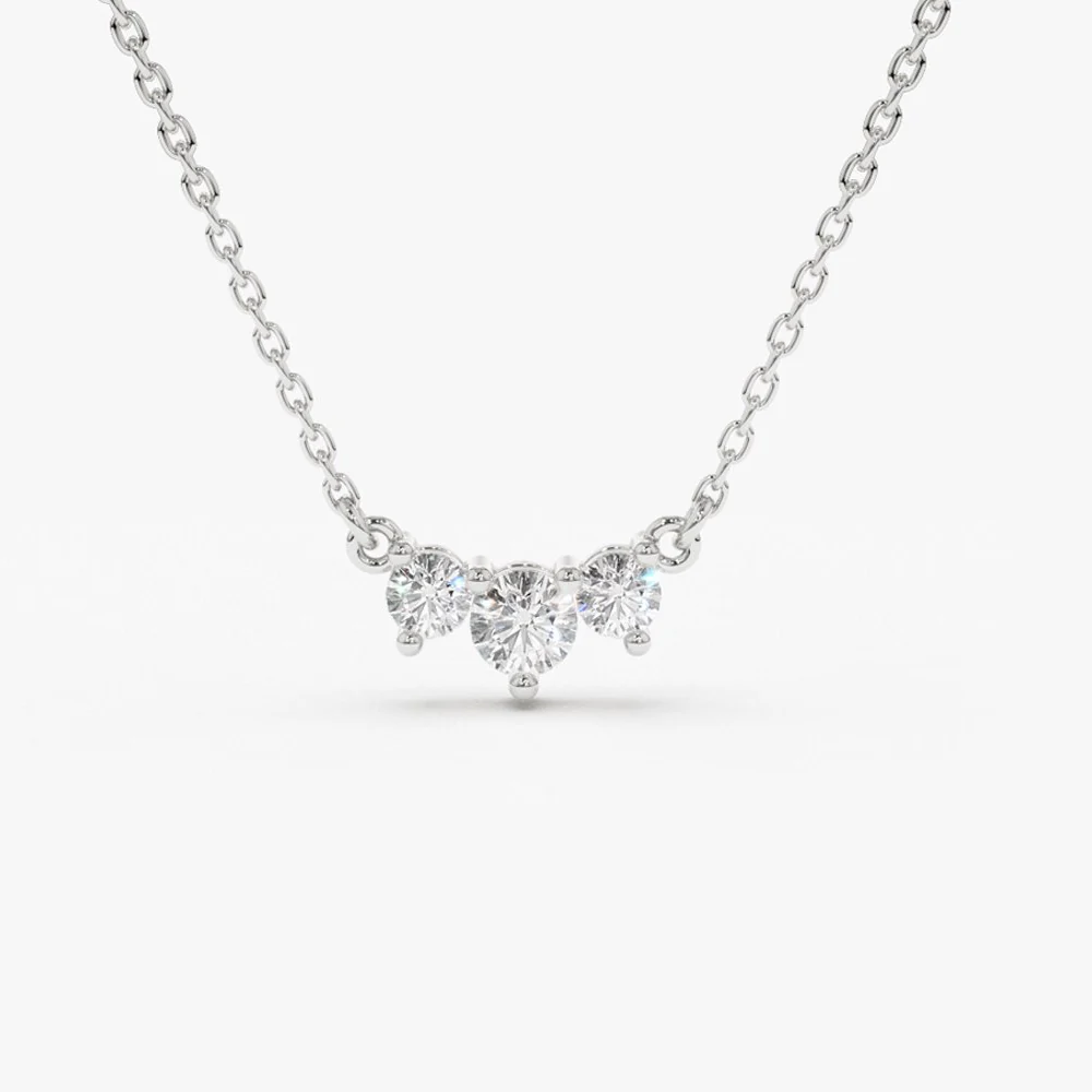 14K Gold Classic Trio Diamond Necklace - Image 10