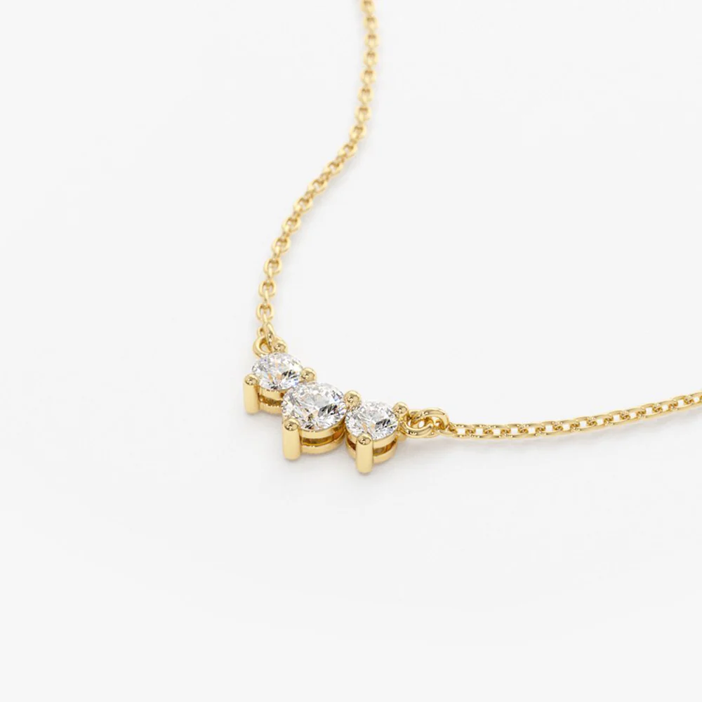 14K Gold Classic Trio Diamond Necklace - Image 11