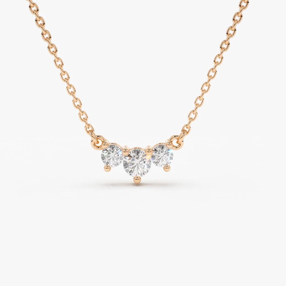 14K Gold Classic Trio Diamond Necklace - Image 9