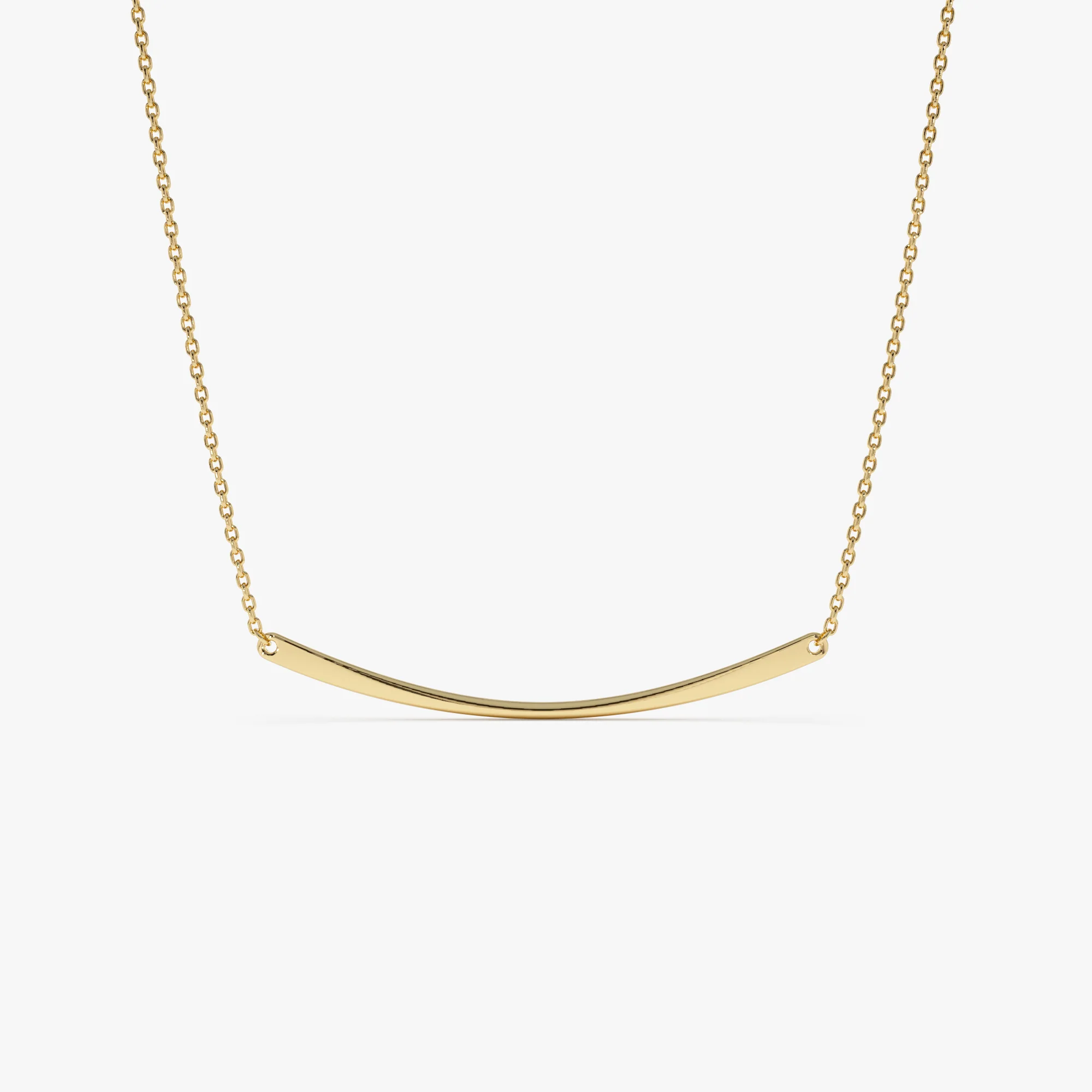 14k Gold Curved Bar Necklace