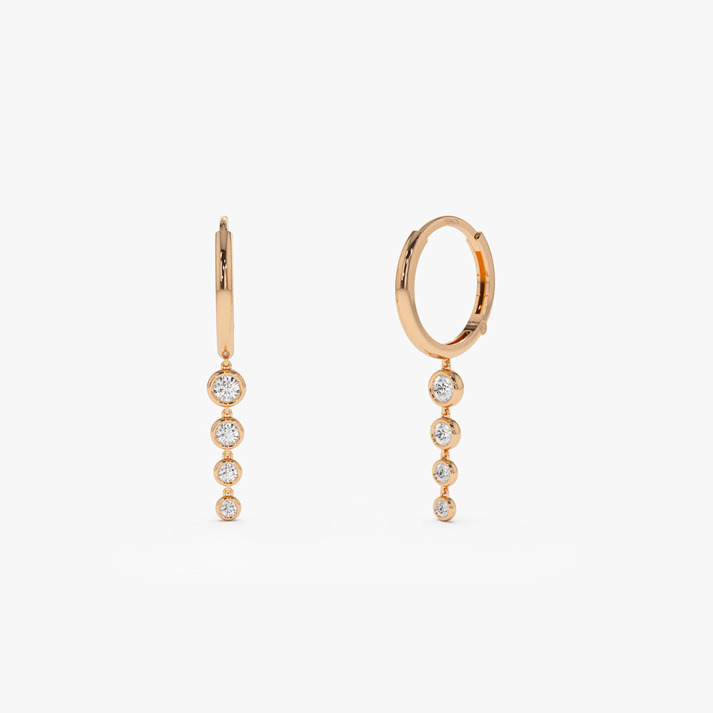 14k Dangling Diamond Drop Earrings - Image 5