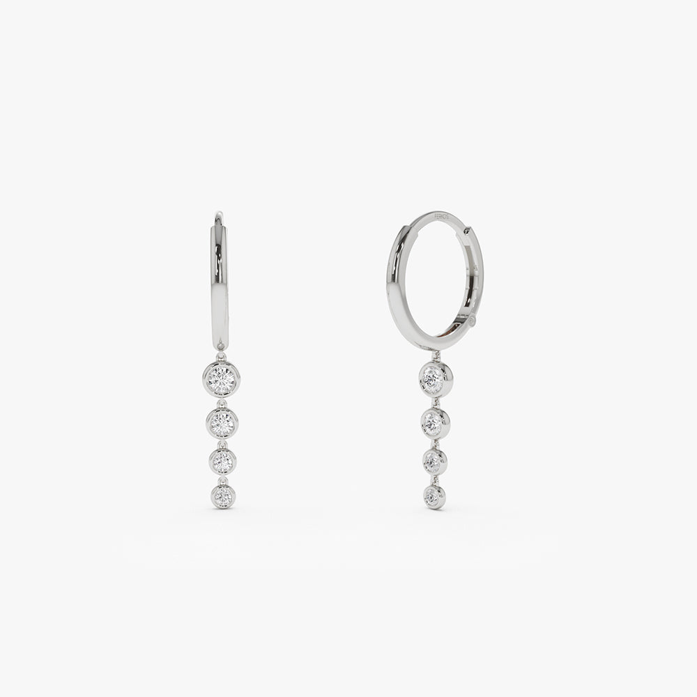 14k Dangling Diamond Drop Earrings - Image 6