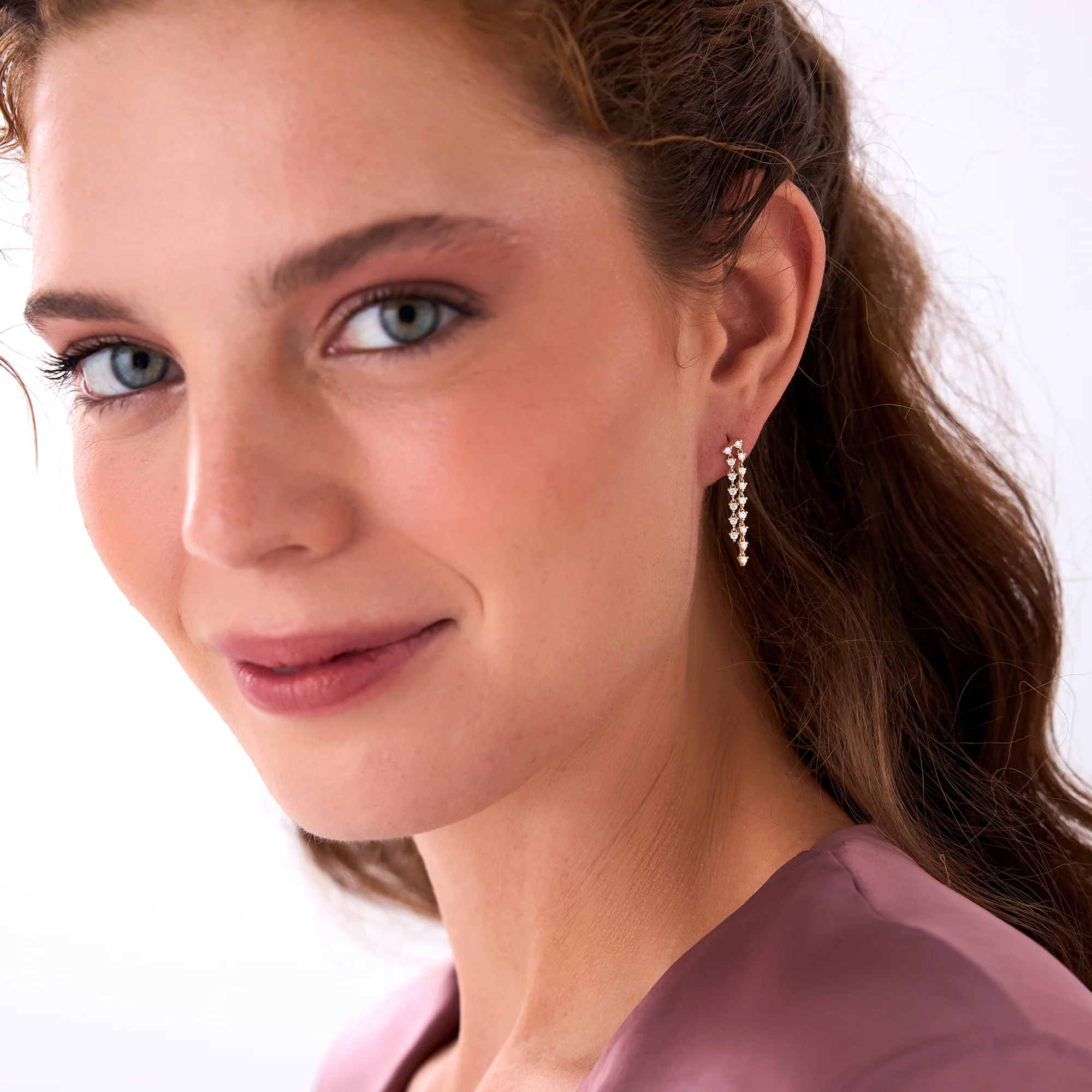 14k Gold Diamond Chandelier Earrings - Image 2
