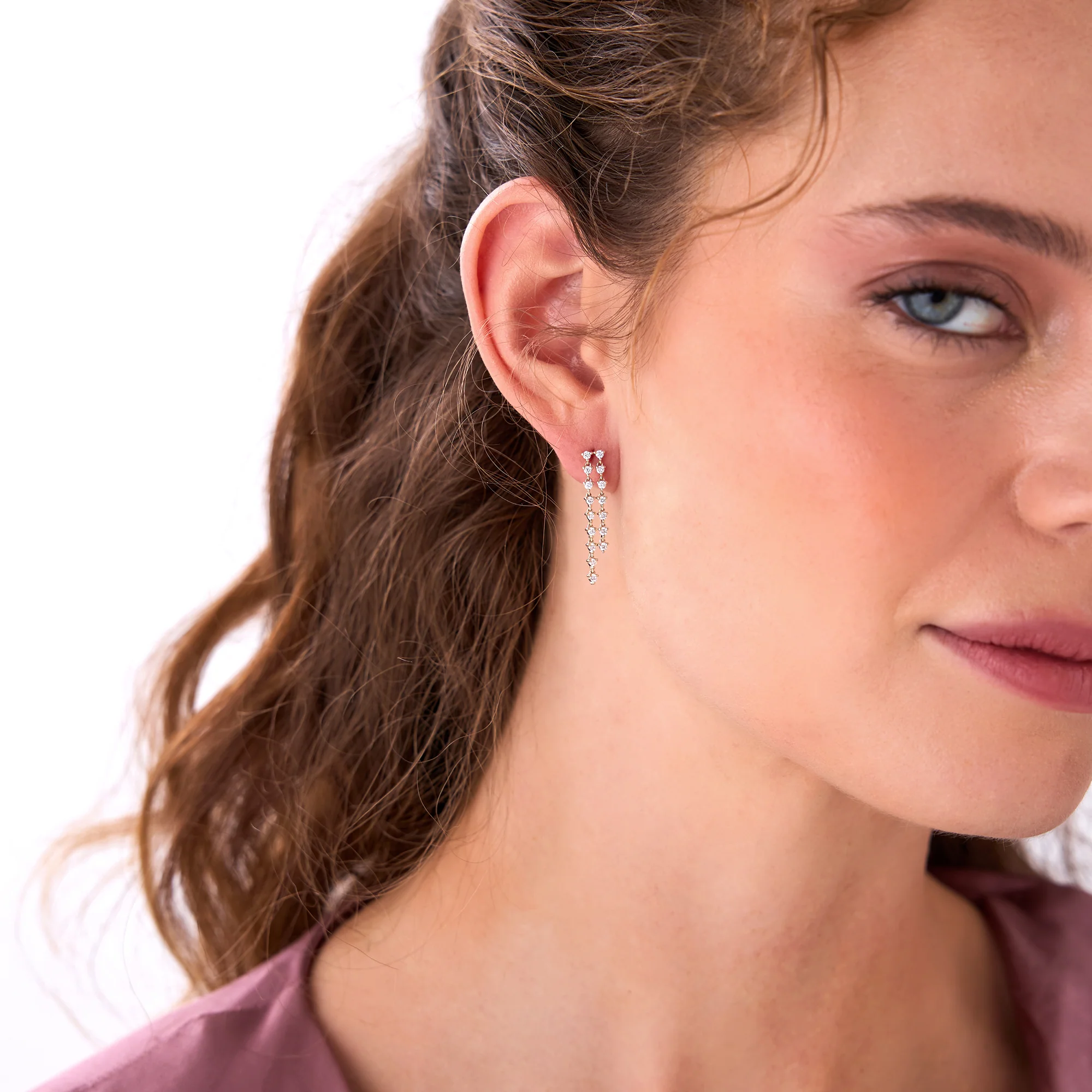 14k Gold Diamond Chandelier Earrings - Image 3