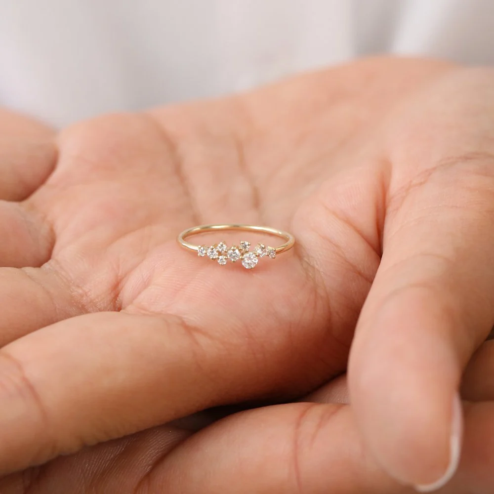 14k Gold Diamond Cluster Ring - Image 6