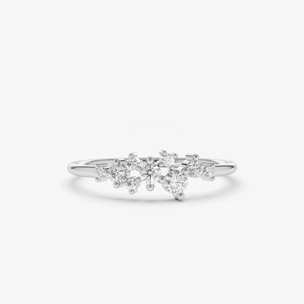 14k Gold Diamond Cluster Ring - Image 9
