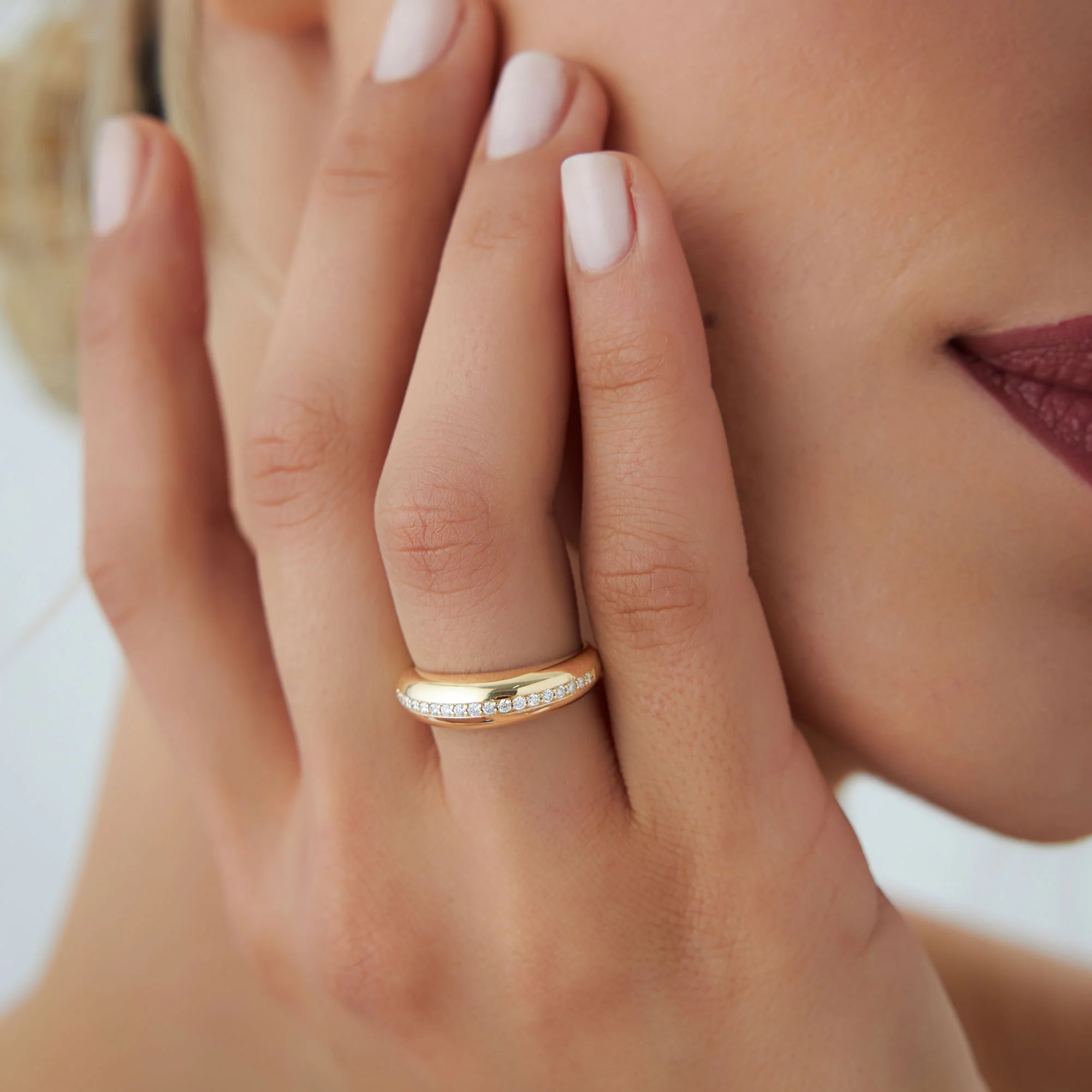 14k Gold Diamond Dome Balloon Ring - Image 2