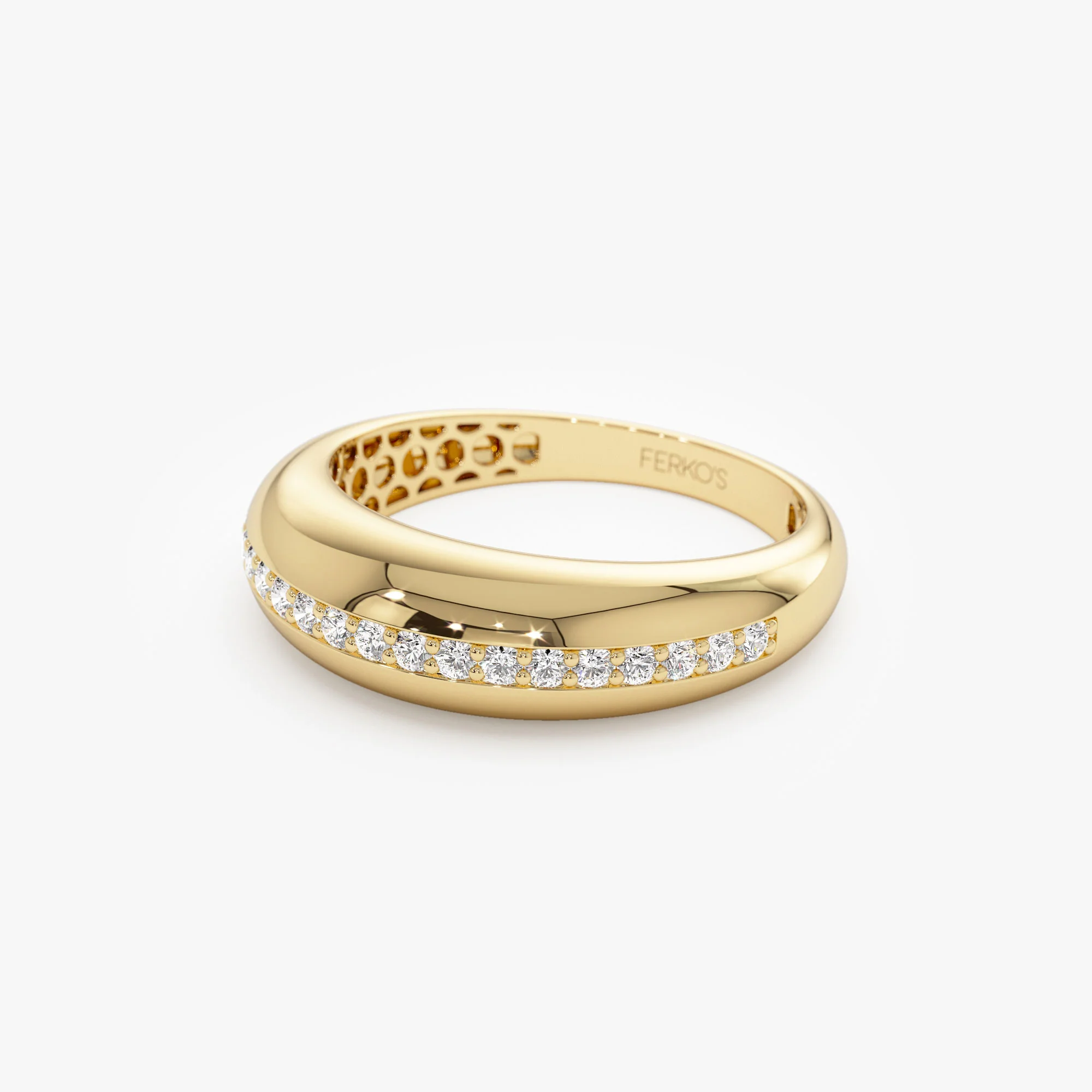 14k Gold Diamond Dome Balloon Ring - Image 8