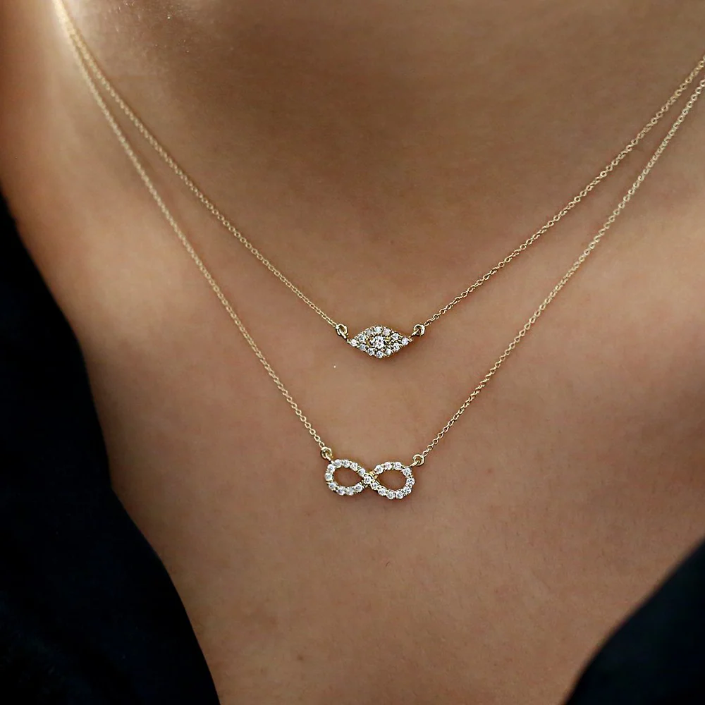 14K Gold Diamond Evil Eye Necklace - Image 3