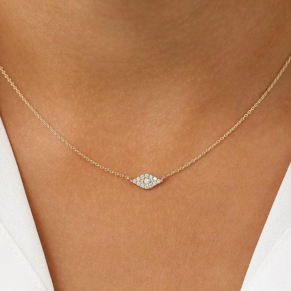 14K Gold Diamond Evil Eye Necklace - Image 4