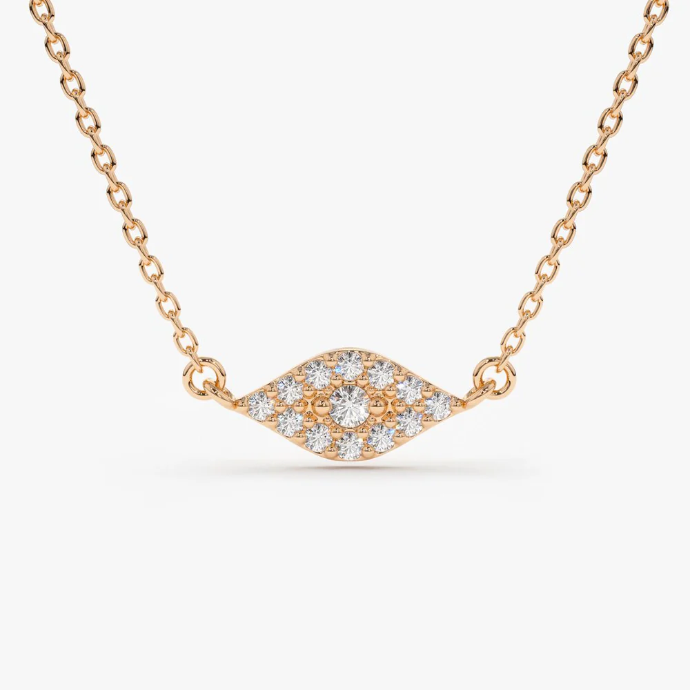 14K Gold Diamond Evil Eye Necklace - Image 6
