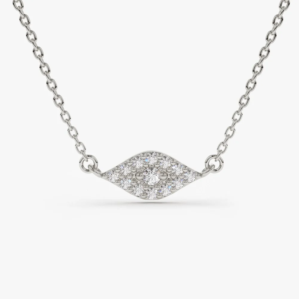 14K Gold Diamond Evil Eye Necklace - Image 7