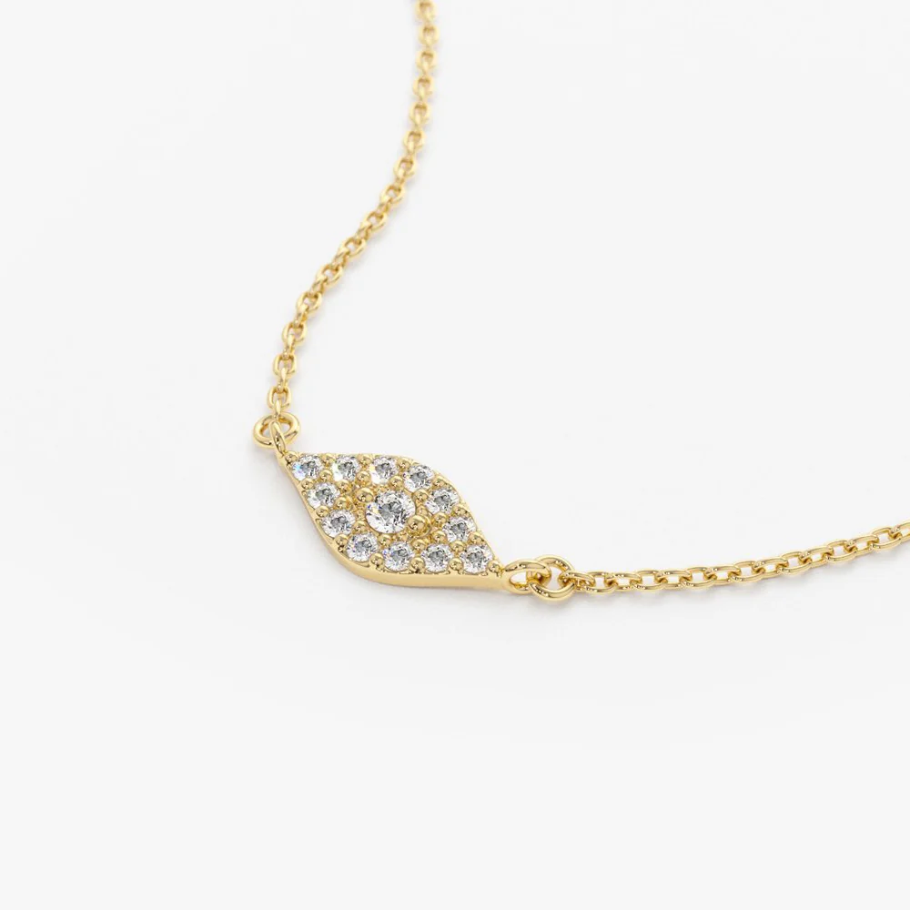14K Gold Diamond Evil Eye Necklace - Image 8