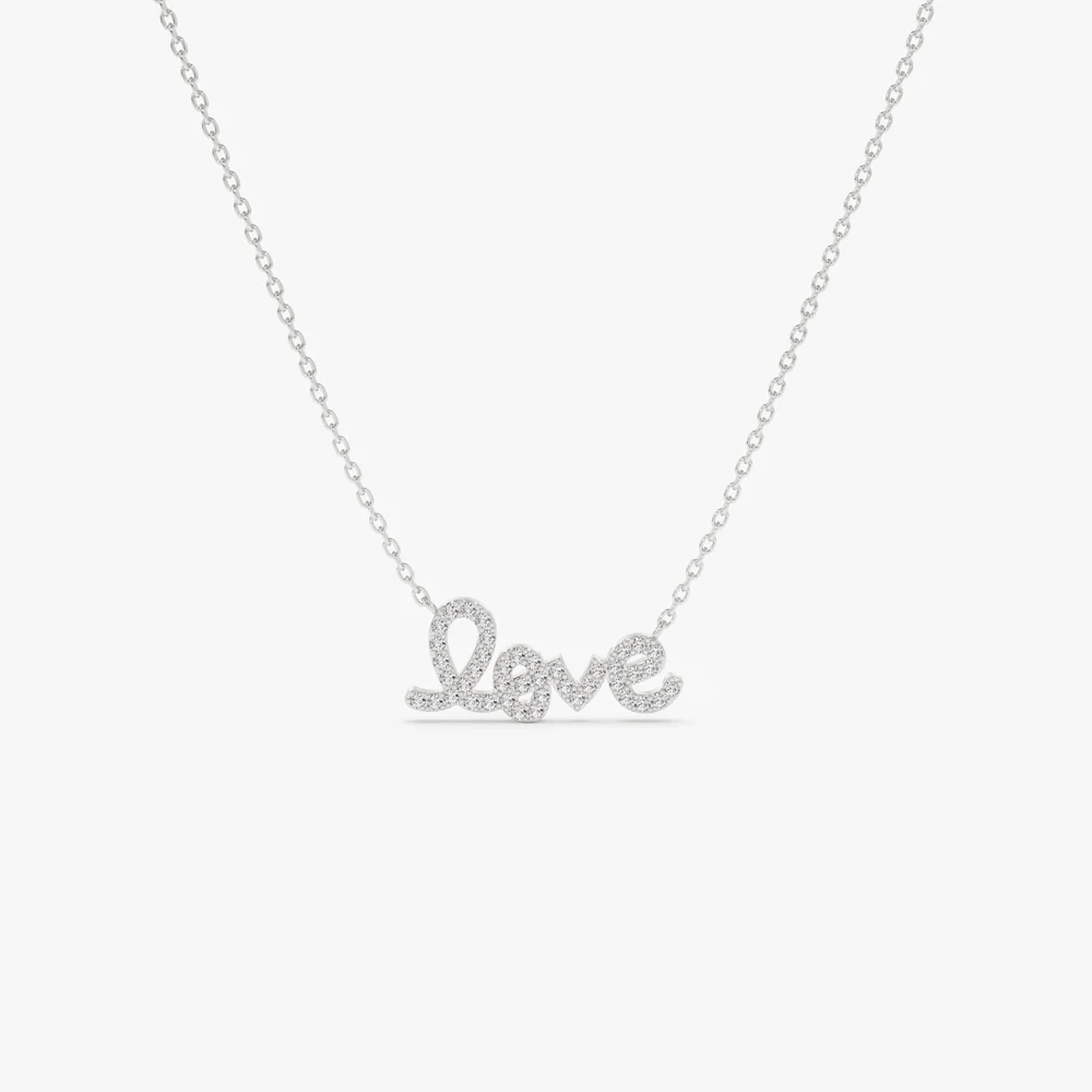14k Gold Diamond Love Necklace - Image 8