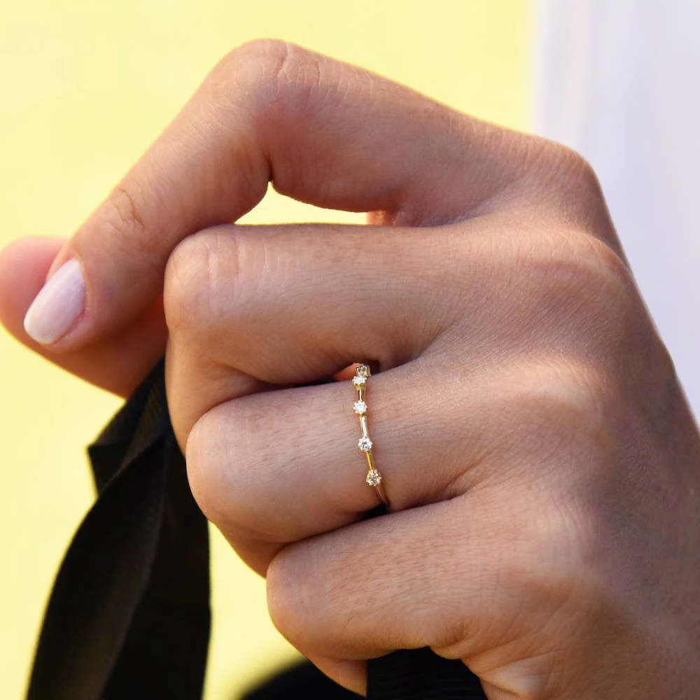 14k Gold Diamond Stacking Ring - Image 3