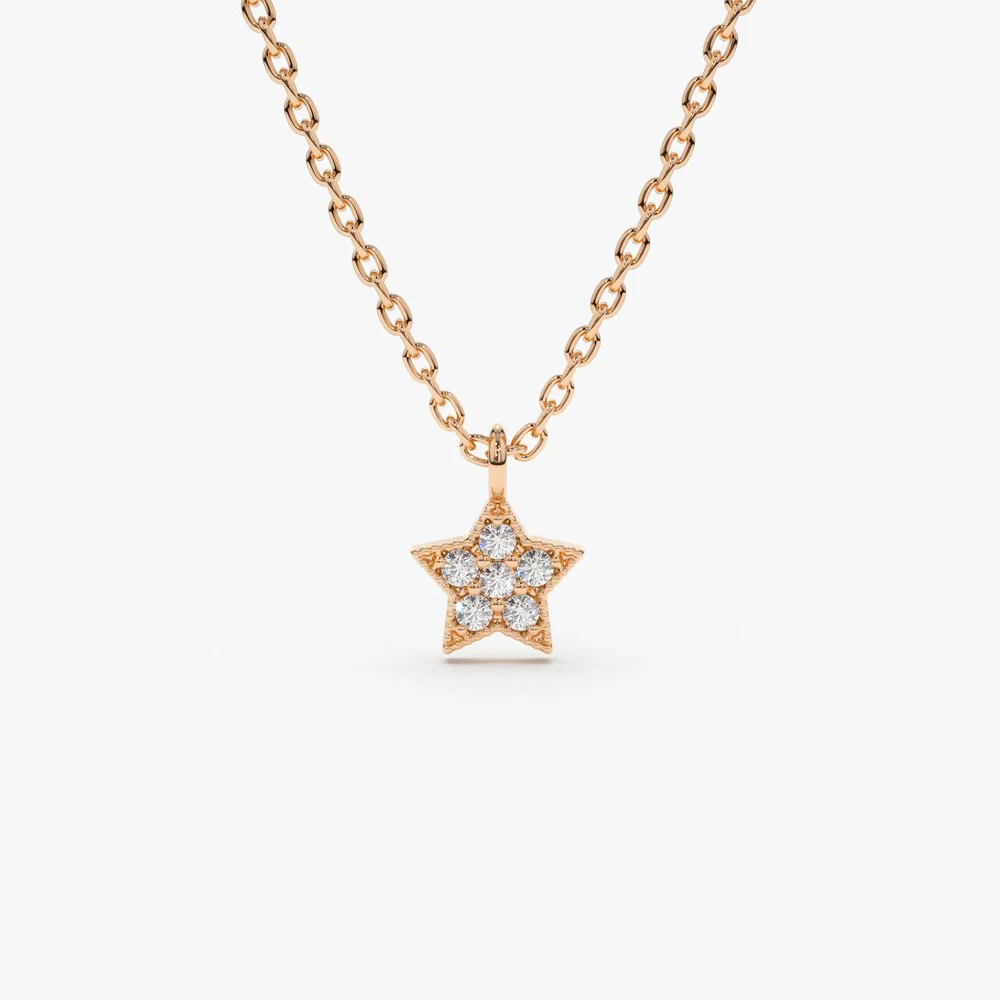 14K Gold Diamond Star Charm Necklace - Image 4