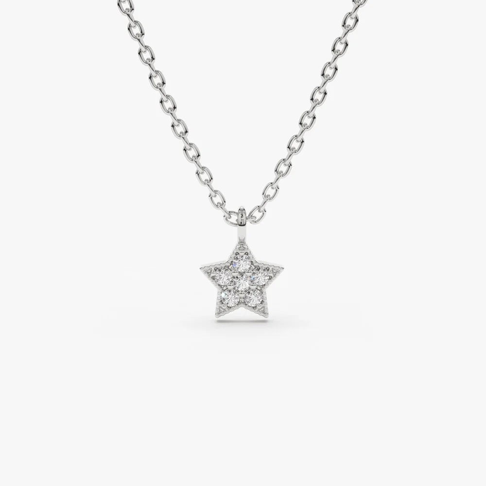 14K Gold Diamond Star Charm Necklace - Image 5
