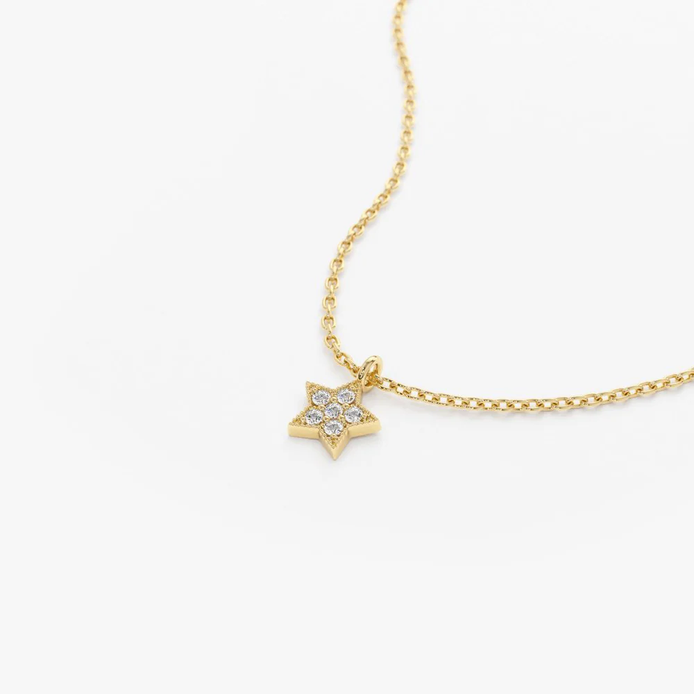 14K Gold Diamond Star Charm Necklace - Image 6