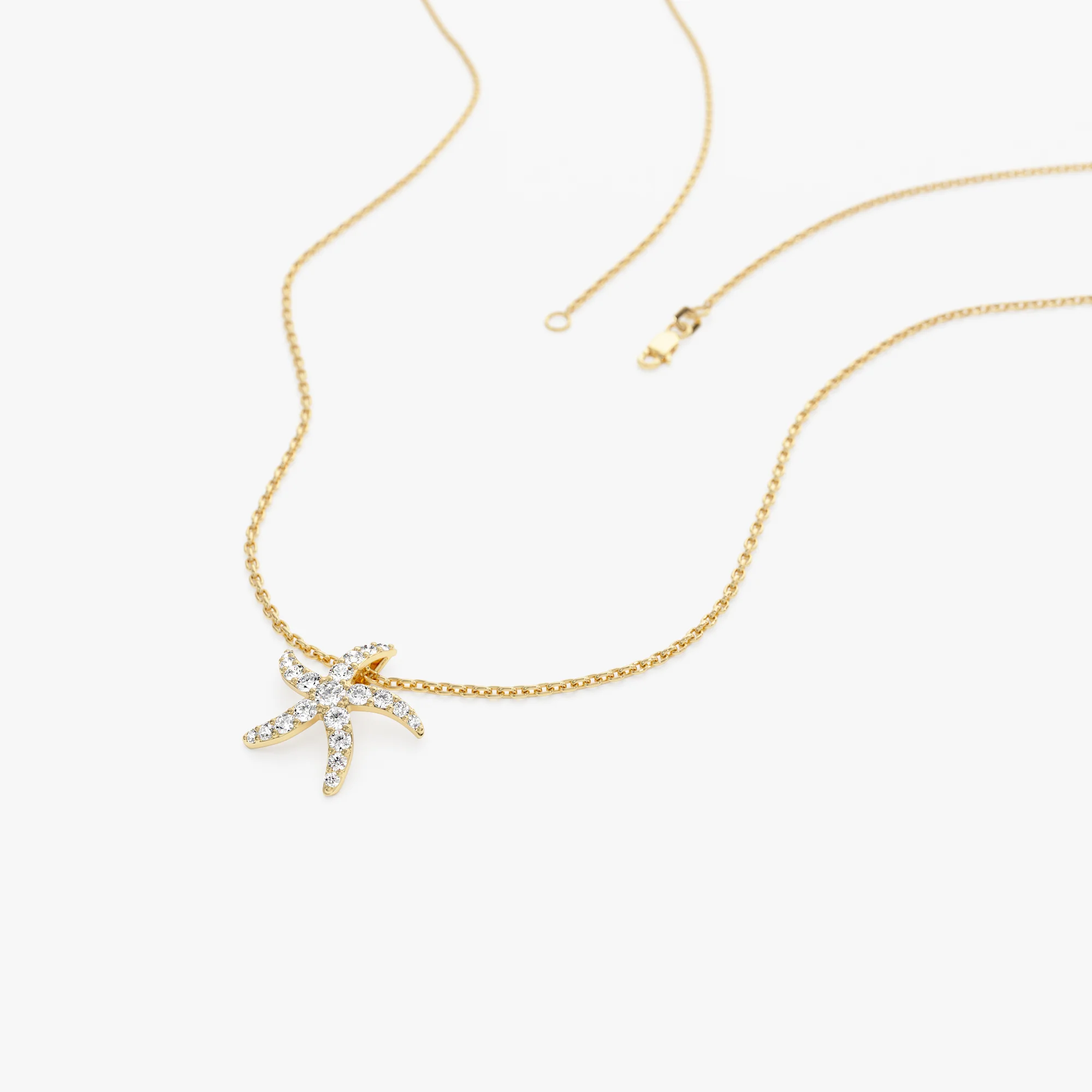 14k Gold Diamond Starfish Charm Pendant - Image 7