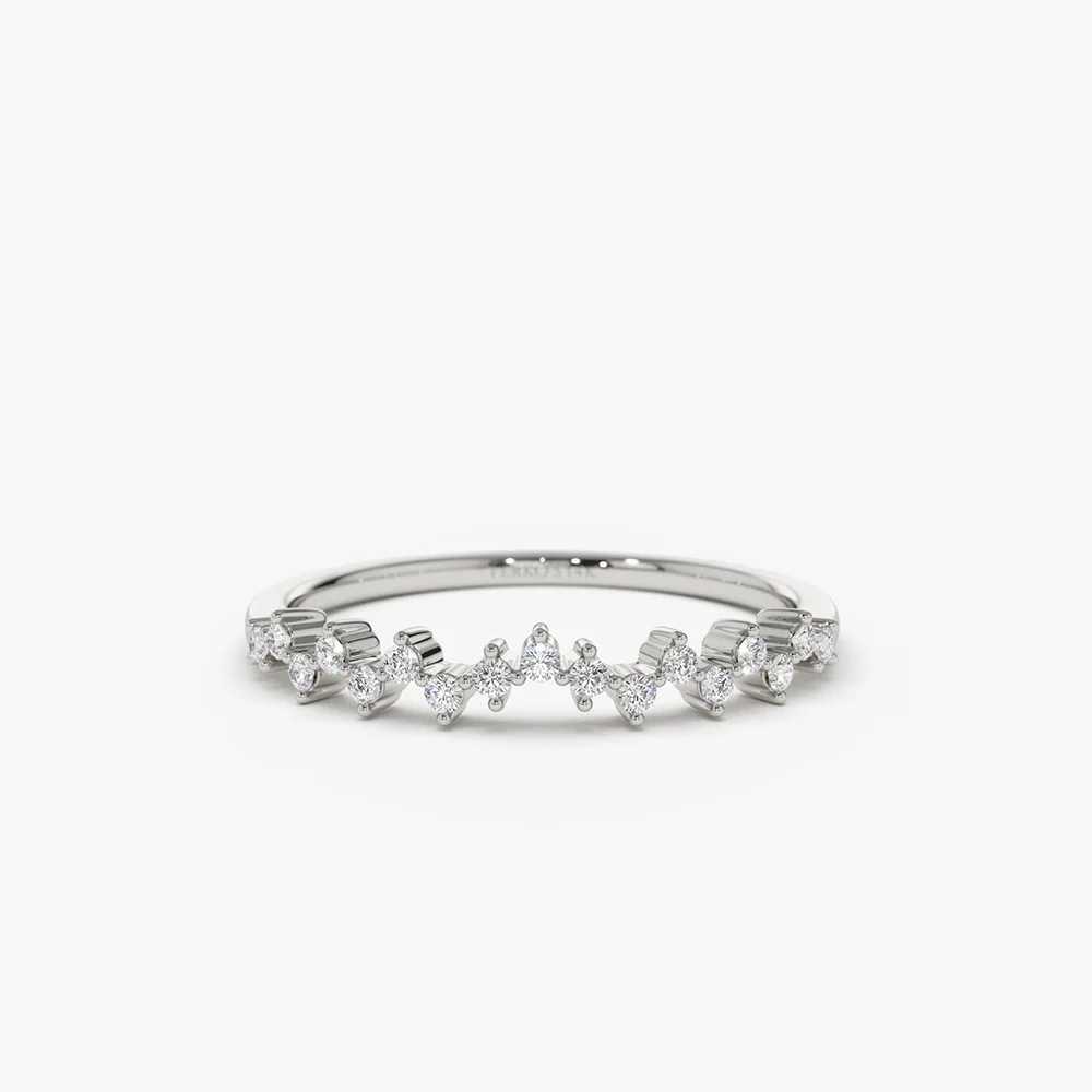14K Gold Zig Zag Diamond Wedding Band - Image 5