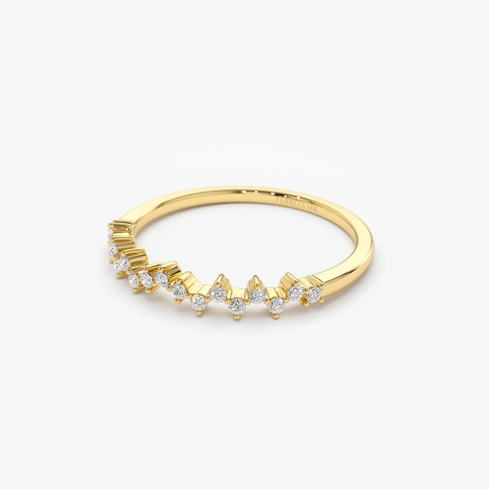 14K Gold Zig Zag Diamond Wedding Band - Image 6