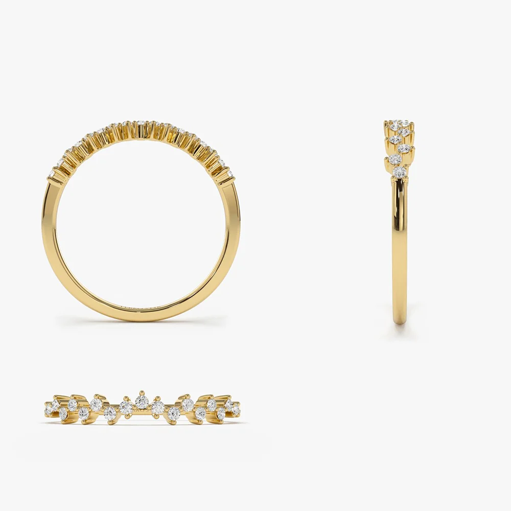 14K Gold Zig Zag Diamond Wedding Band - Image 7