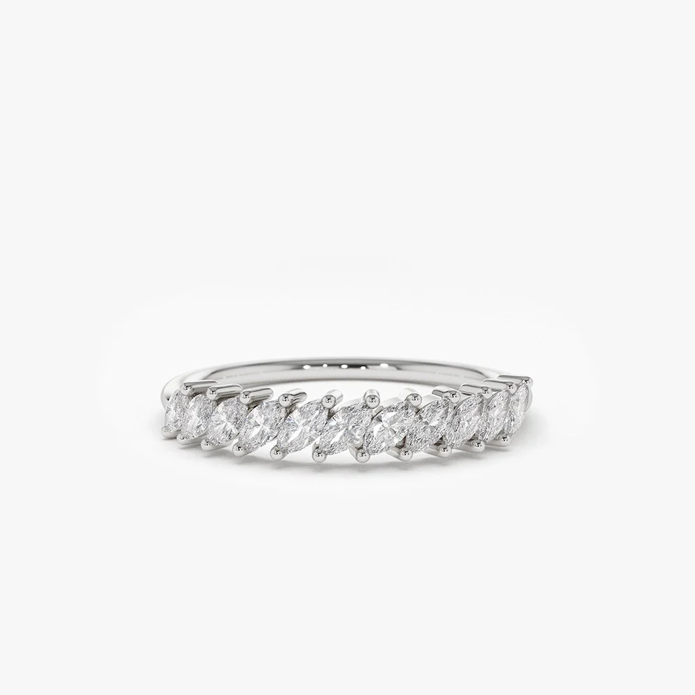 0.40 ctw 14K Domino Lab Grown Marquise Diamond Wedding Band - Daisy - Image 4