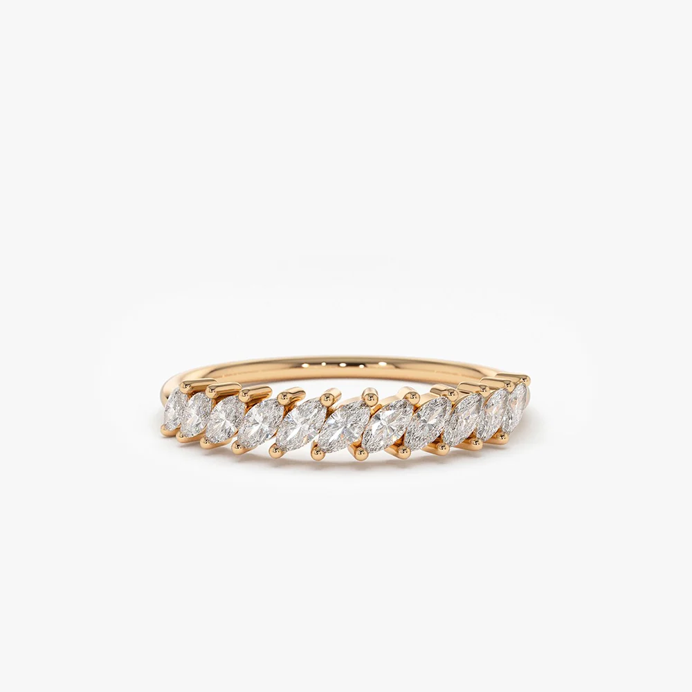 0.40 ctw 14K Domino Lab Grown Marquise Diamond Wedding Band - Daisy - Image 5