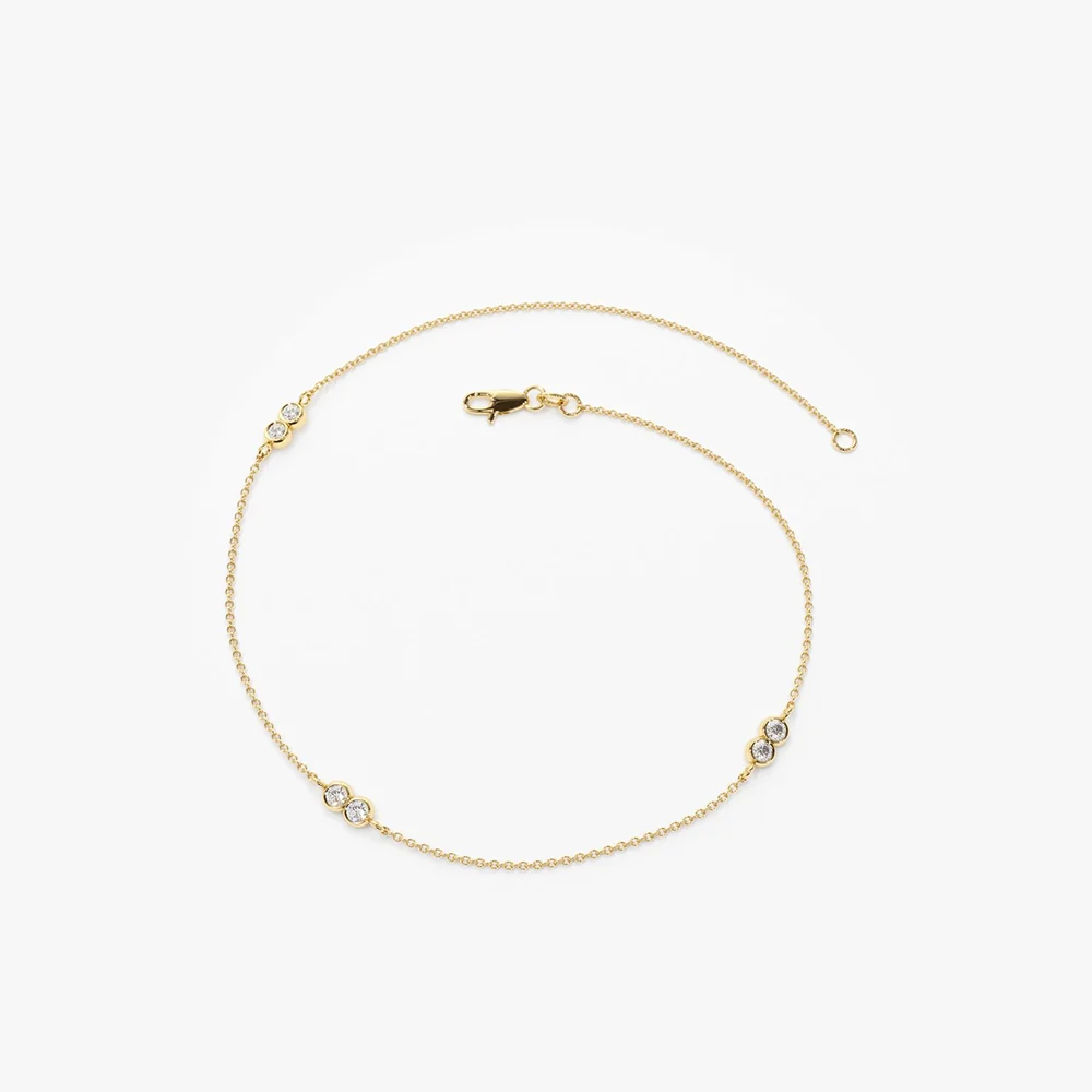 14K Gold Double Diamond Station Bracelet - Image 8